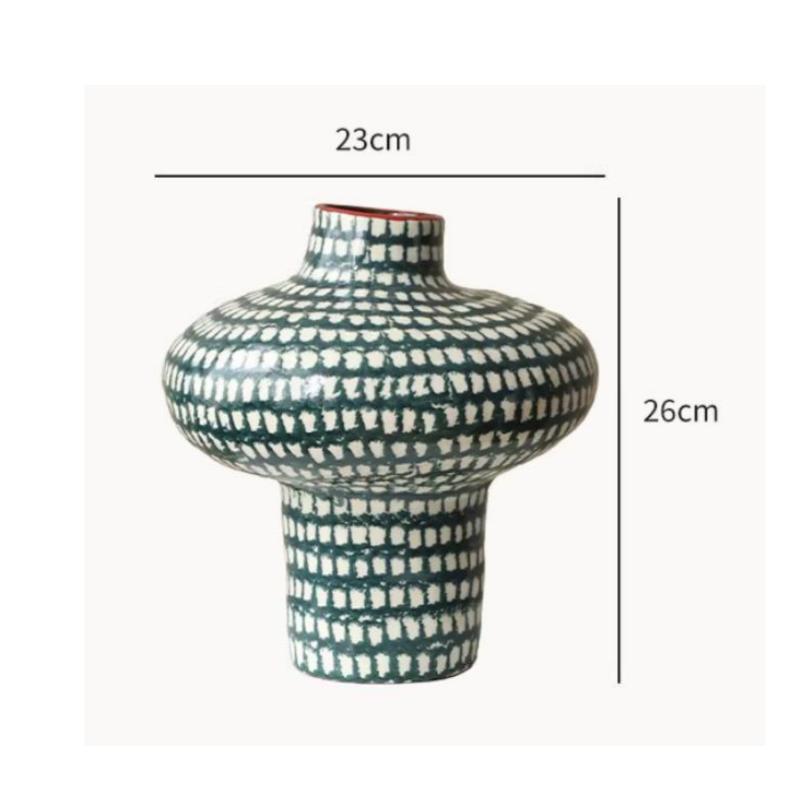 Ceramic Vase Handmade Production Striped Irregular Geometric Vase Pot Ceramic Handicrafts Flowerpot Home Decoration Accessories