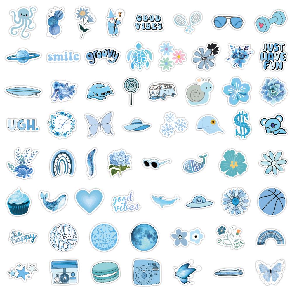 60/120 New Style Sky Sea Blue Small Fresh Graffiti Stickers Suitcase Waterproof Mobile Phone Computer Stickers