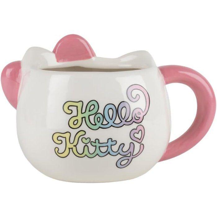 Tasse en céramique - Konix - Hello Kitty - Mug 3D - 500 ml - Motif Kawaii - Blanc et rose