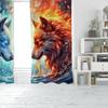 2pcs- Ice and Fire Wolf Head Polyester Curtains, Pole Bag Curtains 42 * 84, Bedroom, Living Room, Home Room Decoration