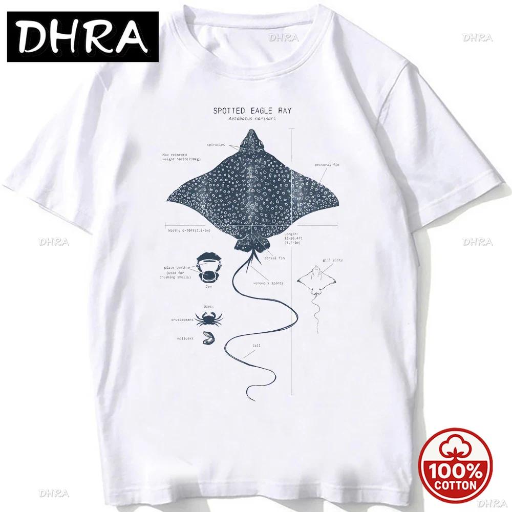 Whale Shark Anatomy Biology Tshirt Unisex Hip Hop Casual Soft Cotton Loose Oneck Tshirts Beach Diving White Tshirt Vintage Tees