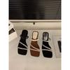 Coarse heel French small cool slippers fairy shoes outer wear 2025 new summer skirt Roman shoes rhinestone sandals