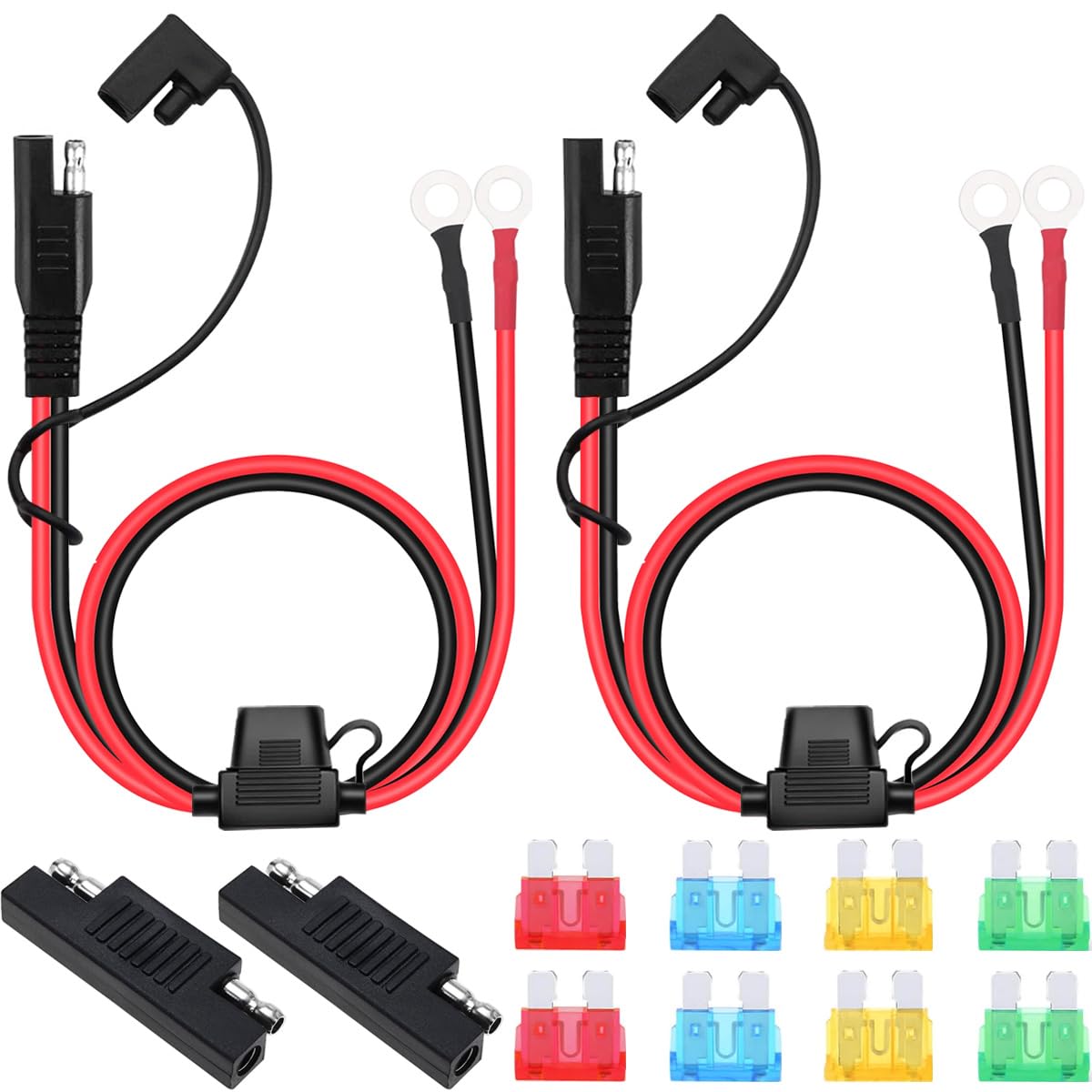 

DAOKAI SAE Connector, 2FT SAE O Ring Terminal Harness 10AWG Quick Connect/Disconnect, 15A/20A/30A Fuse Car Bike Tractor - 2PCS