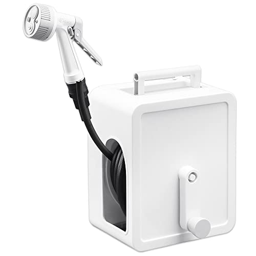 

Iris Ohyama 15m Full Cover Compact Hose Reel FCH-15MP White, Space-Saving, Compact, and Lightweight