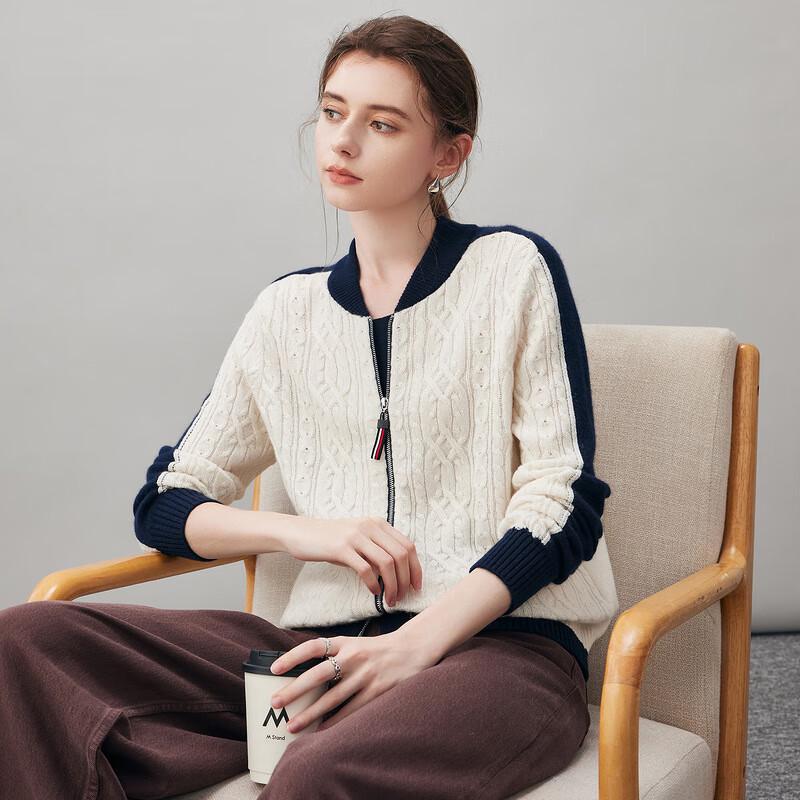 

Kemengboka Women s Cable Knit Cashmere Zipper Cardigan L