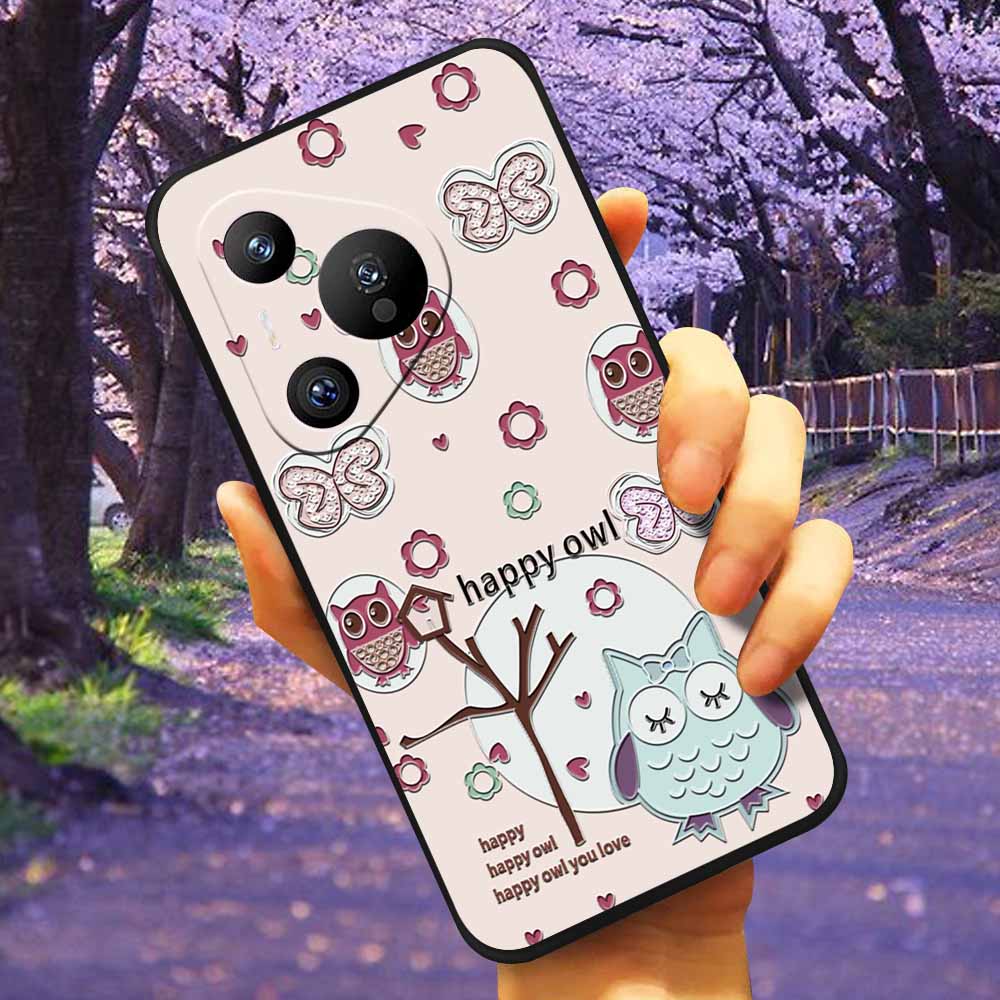For Huawei Pura 70 Case Emboss Owl 3D Relief Silicone Soft Back Cases For Huawei Pura 70Pro+ Cover 70 Pro 70 Ultra Shell Printed