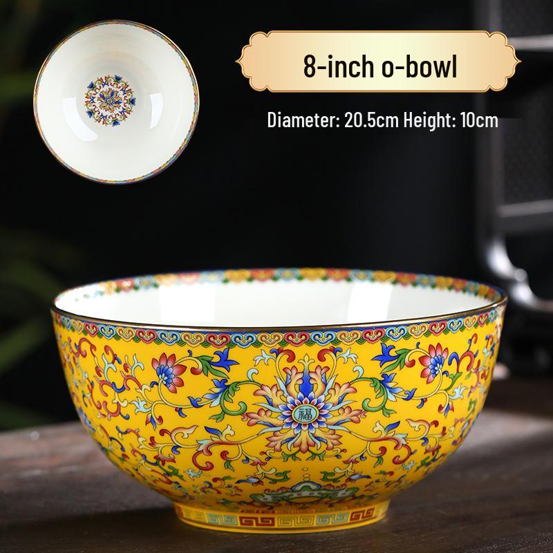 Ceramic Chinese Style Rice and Noodle Bowl Set with Enamel Color