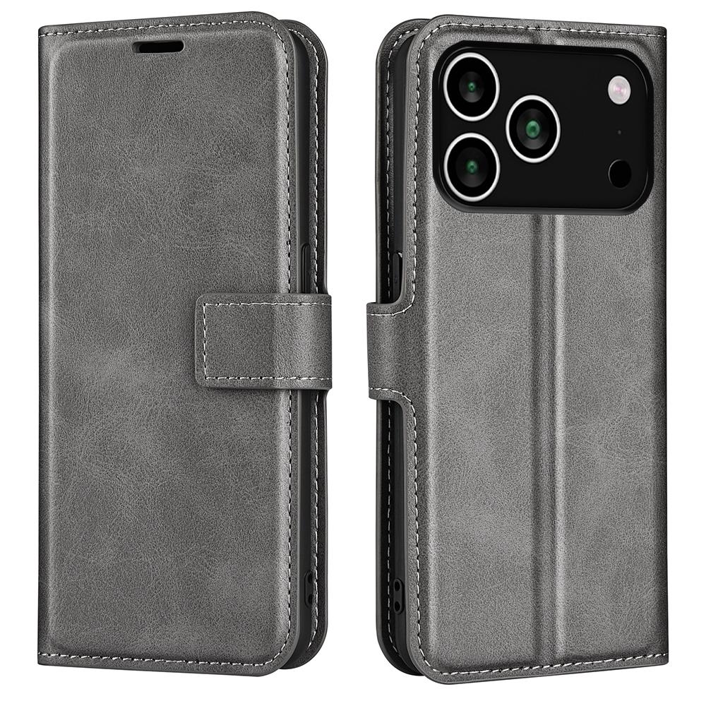 For iPhone 17 Pro Max Stand Case Anti-Scratch Calf Texture Leather Phone Cover