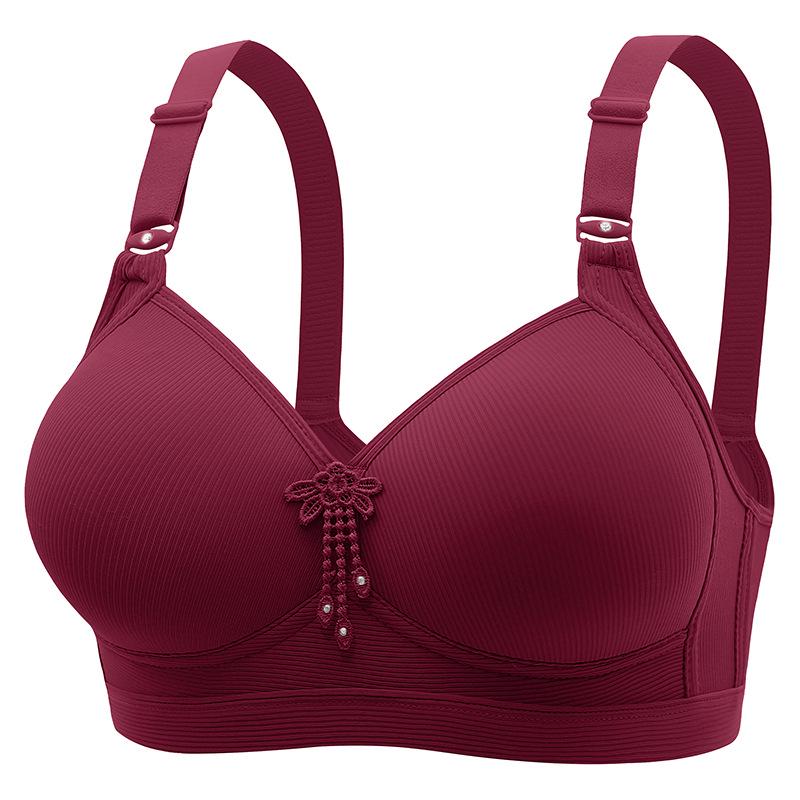 European/American Plus Size Wire-Free Push-Up Bra with Back Closure - Anti-Sagging, Side Support, and Comfortable Fit