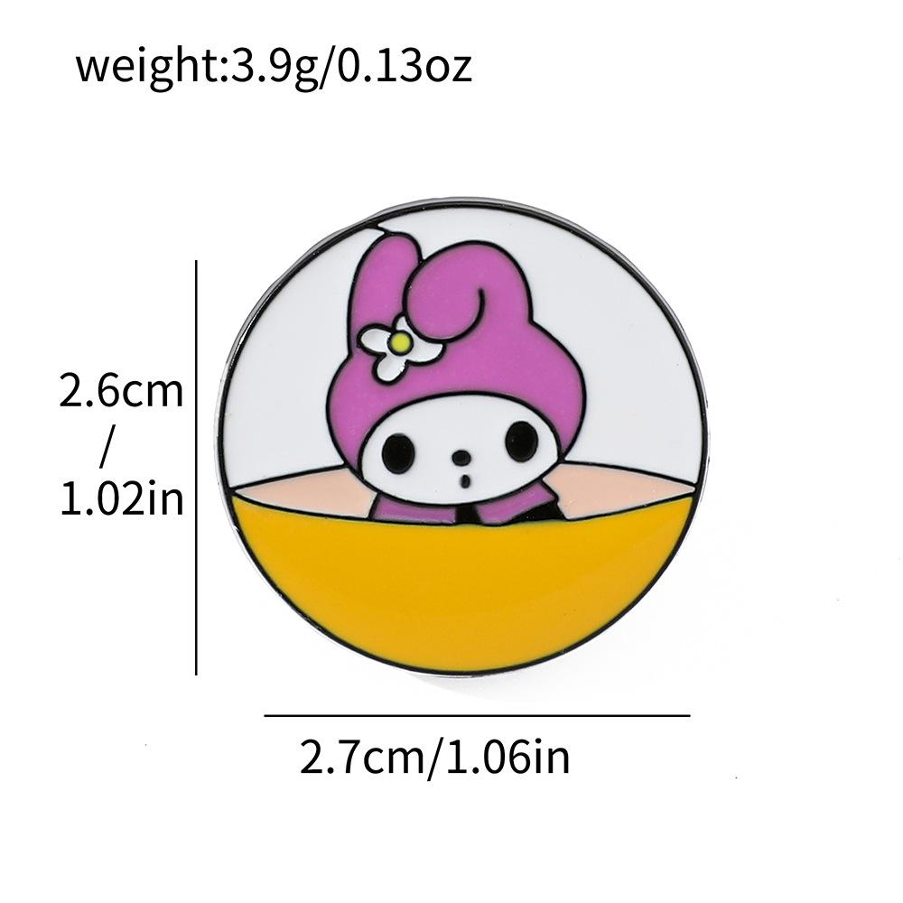 Cute creative personality Sanrio metal badge round big-eyed frog jade cinnamon dog pudding dog alloy brooch pin