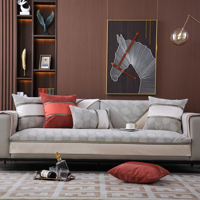 Four Seasons Universal Red Chenille Jacquard Sofa Cushion Modern Simple Non-Slip Color Matching Sofa Cushion Towel