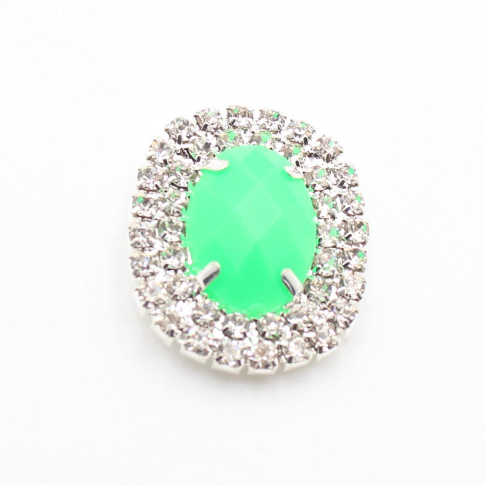 10 pieces of 23 * 28mm double row oval flat crystal four hole sewn rhinestone buttons DIY clothing hair clip decoration accessor