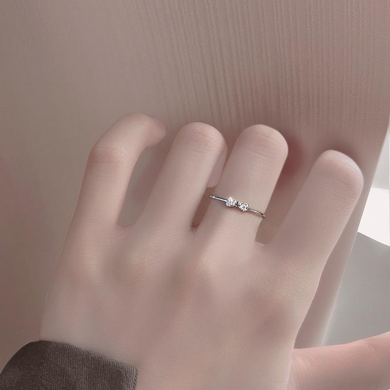 S999 Pure Silver Bow Ring Women's Niche Design Light Luxury Ins Index Finger Ring