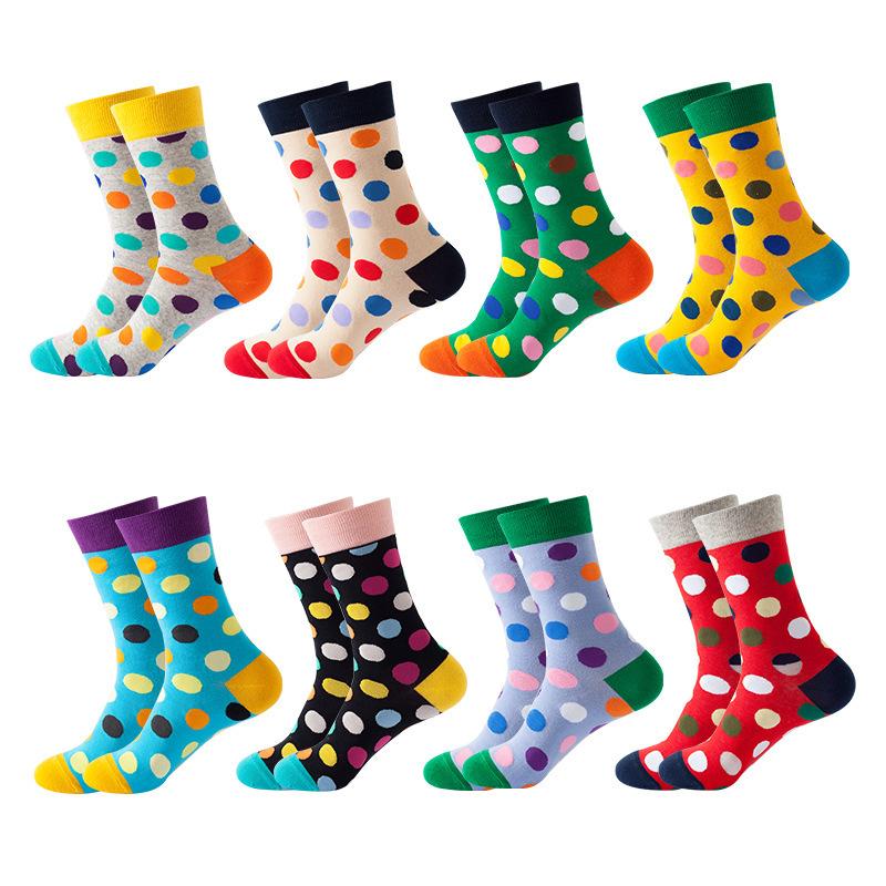 Hundreds Fashion Business Men 100% Cotton Happy Lattice Socks Unisex Boys Combed Hip Hop Street Skateboard Funny High Sox Set