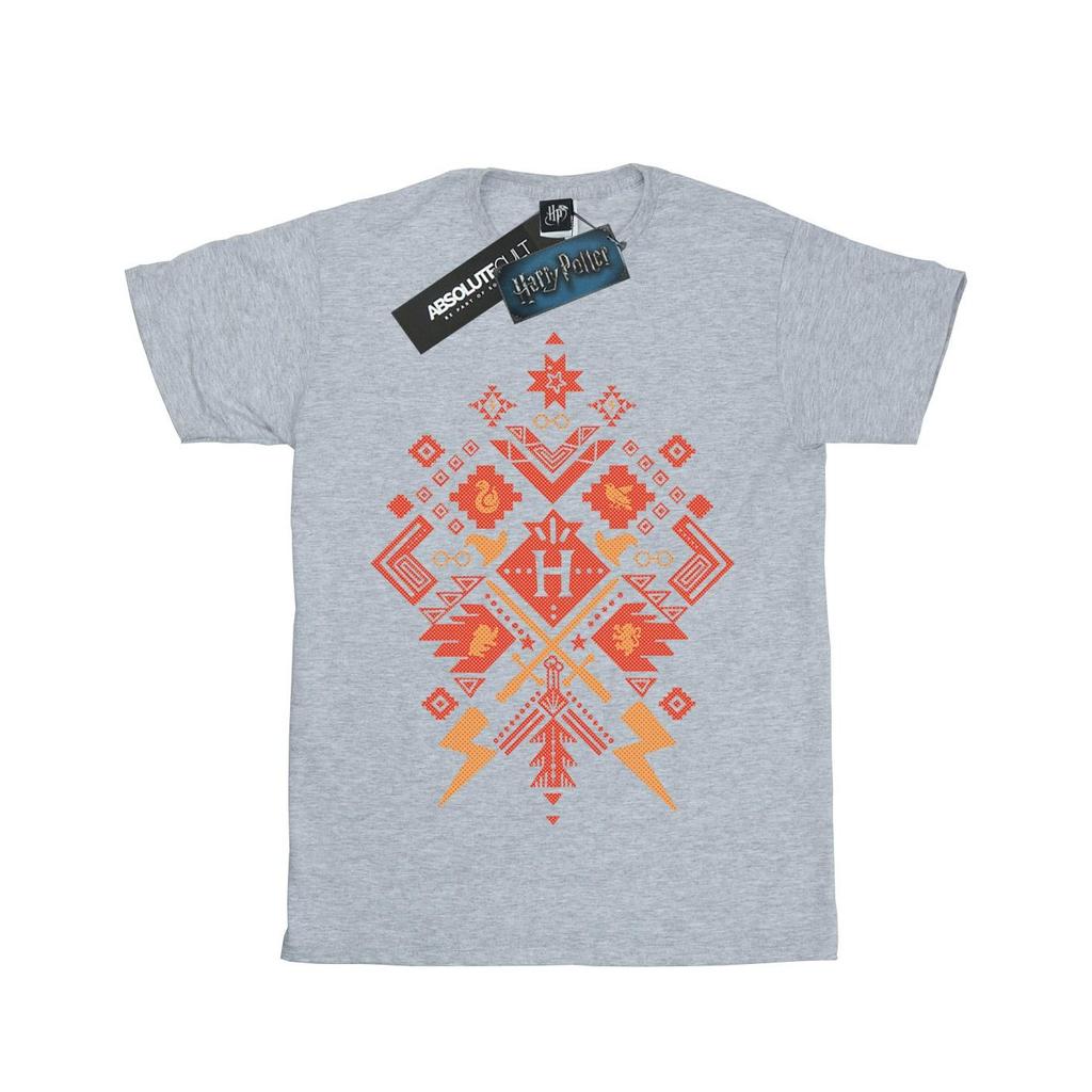 Harry Potter Girls Christmas Fair Isle Cotton T-Shirt