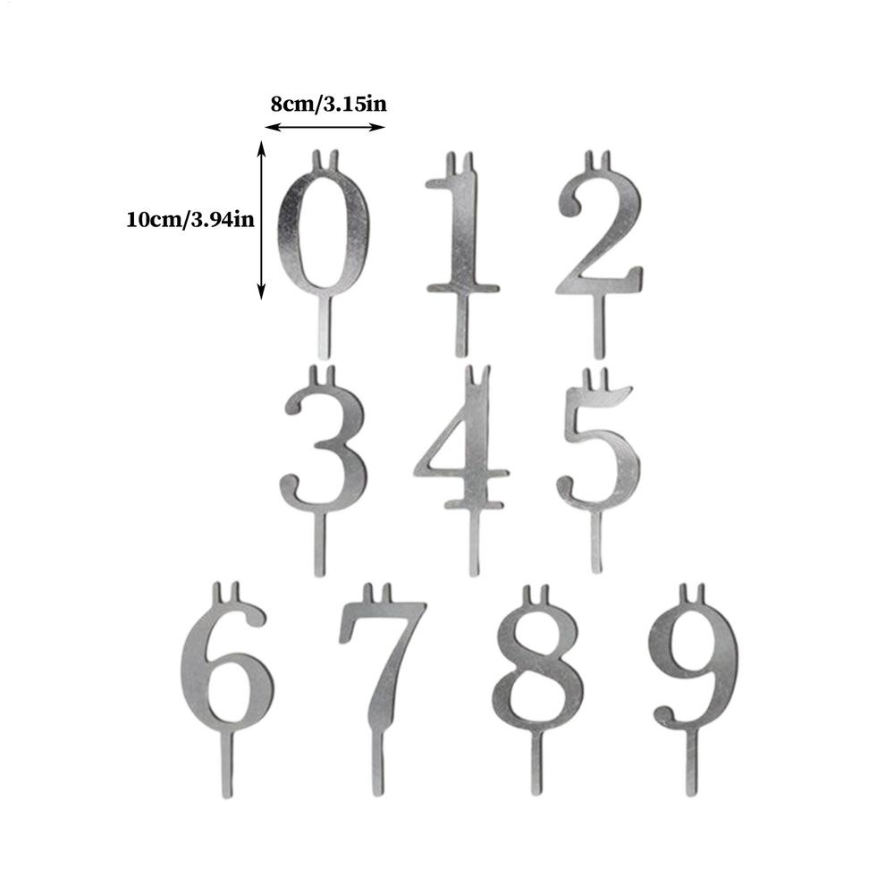 Number Candles Holder Set Reusable Topper Decorations 10 Pieces Metal Number Candle Holders for Family Students Adults Men Women серебряный