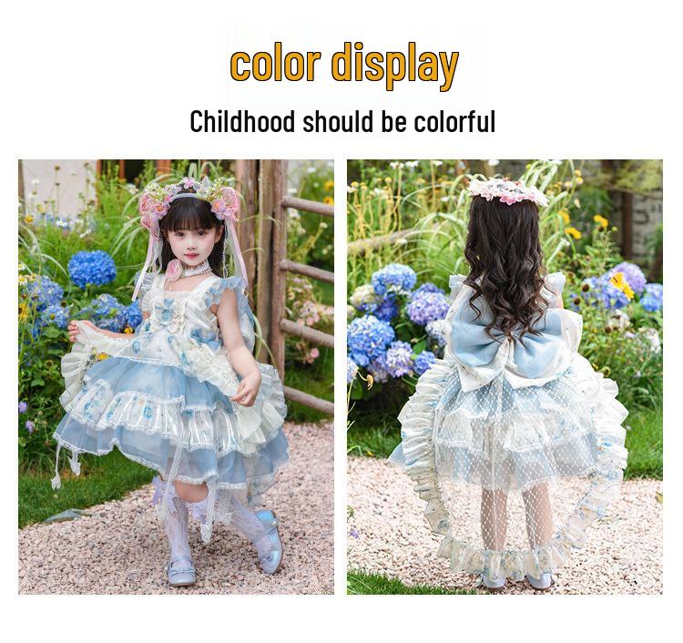 Girls' Summer Princess Flower Fairy Lolita Dress - High-End Formal Birthday Attire