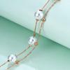 Bracelet à double couche en acier inoxydable avec perles créatives européennes et américaines pour femmes