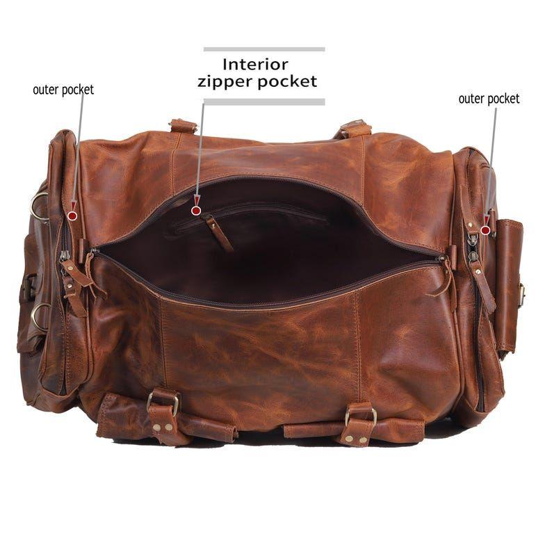Handmade Top Grain Leather Duffel Bag:  Weekender Travel Holdall