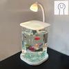 Set of aquarium for cockerels "Ice Blue" - mini-aquarium made of ultra-transparent glass (10 15cm + LED-backlight + crystals)