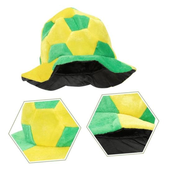 Erwachsenenhut Weicher Plüsch Bequem Universell Passend Fußballkappe Gelb Grün Fußballform Party Karneval Anfeuerungszubehör Fan-Accessoire