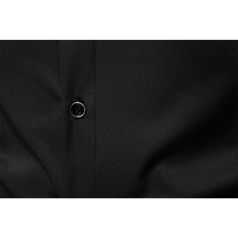 Camisa de Manga Larga Bordada para Hombre de Primavera Casual Sólida con Cuello Mao Camisas Masculinas Estilo Corte Europeo Fiesta Discoteca