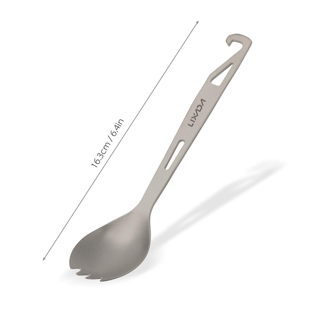 Lixada Titanium Spork med flasköppnare Lätt utomhus middagssked gaffel för resor Camping Backpacking
