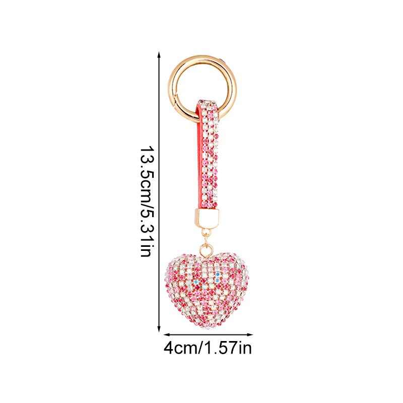 1Pc Handbag Pendant Valentine's Day Metal Ins Style Rhinestone Crystal Gift Keychain Car Key Pendant Heart-shaped Key Ring
