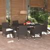 7 Pcs Brown Poly Rattan Garden Dining Set and Cushions