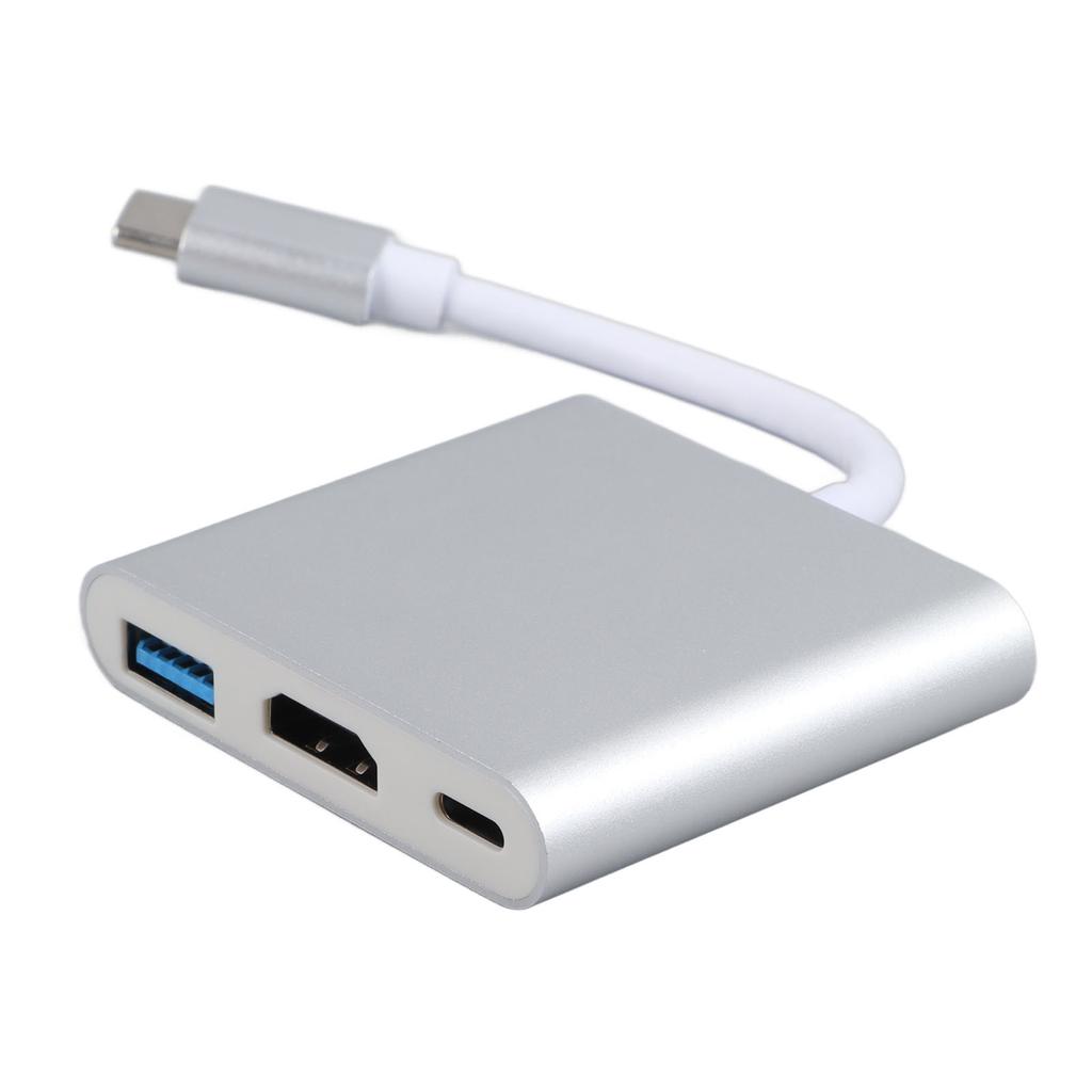 USB C Docking Station 3 in 1 Aluminum Alloy 4K HD 5Gbps Transmission 60W PD Power USB C Hub for TV Projector Computer