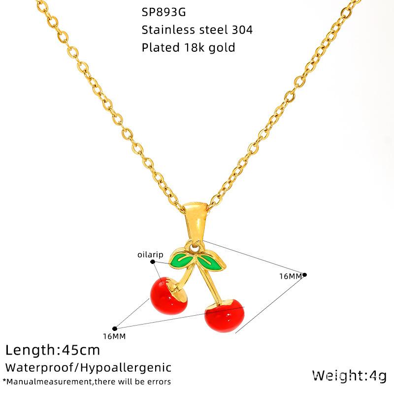 Simple Fruit Series Multi-Style Dripping Cherry High-End Clavicle Necklace Women'S Stainless Steel Jewelry