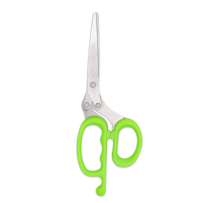 Household Stainless Steel Salad Shears 5-layer Scallion Scissors Green Comfort Handle Kitchen Tool Cooking Accessories For Home
