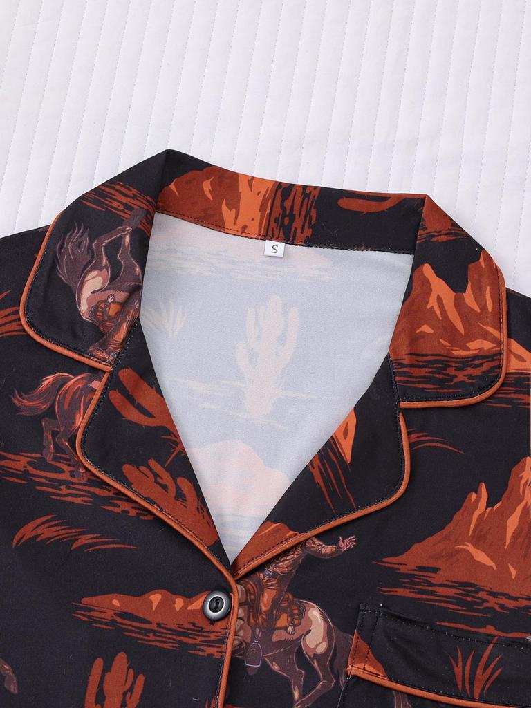 2025 Summer Multi-Color Print Short Sleeve Shorts Homewear Set