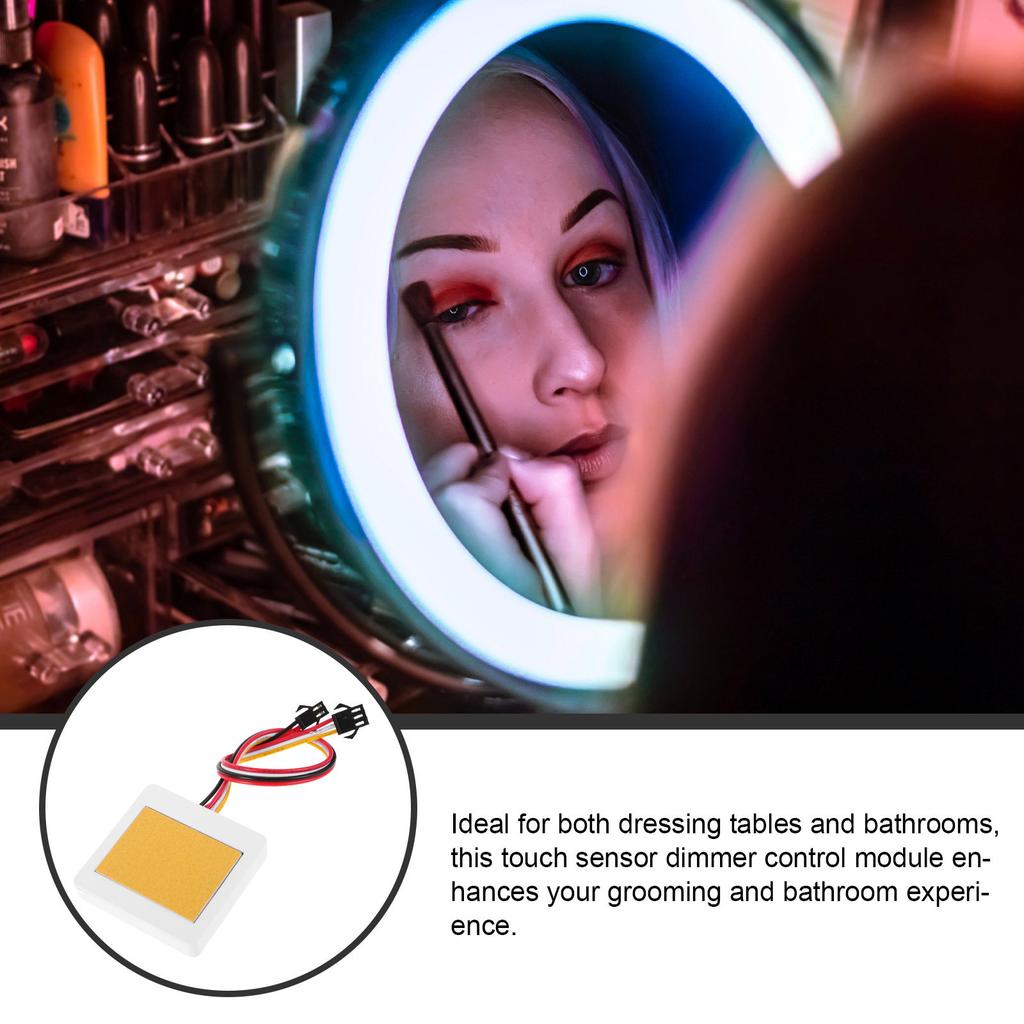 Square Single Touch LED Switch for Makeup Mirror Vanity Bathroom Easy Installation Energy Efficient 3-Way Touch Dimmer Module