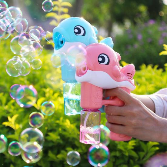 Dolphin Bubble Machine with Light Music Leakproof Kids Handheld Automatic Bubble Maker Shooter Blower Toy Toddlers Boys Girls Christmas Gift