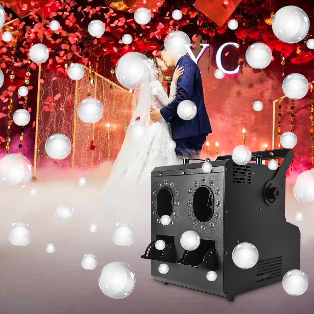 Smoke Bubble Machine Double Holes DMX 512 Remote Control Wedding Stage Bubbles Effect for DJ Disco Bars Parties Show