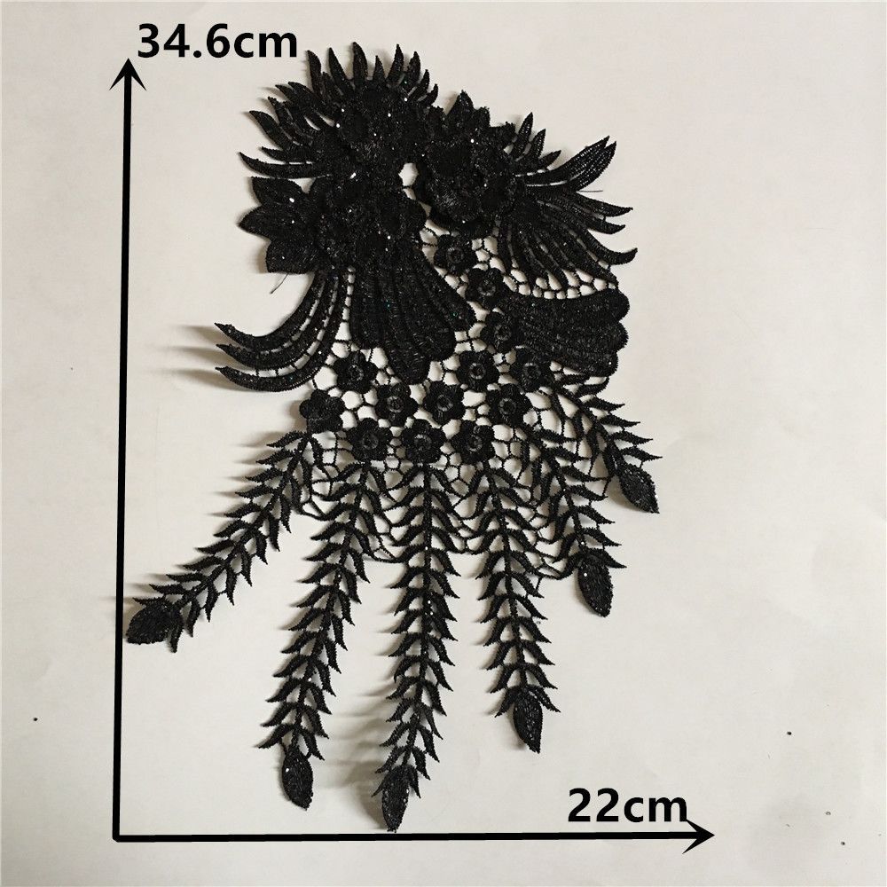 Black And White I Polyester Embroidery Bead Embroidery Sewing Lace Collar Diy Decorative Clothing Single Flower Accessories Clothing Accessories