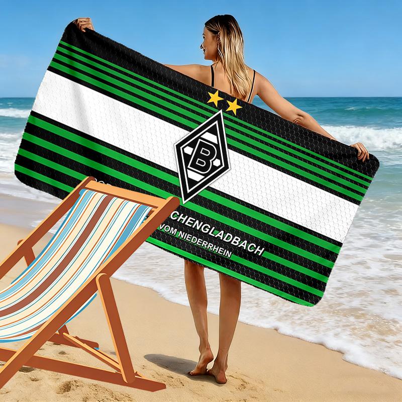 Borussia Mönchengladbach Print Strandtuch, Großes Weiches Schnelltrocknendes Handtuch für Strand Camping Schwimmen