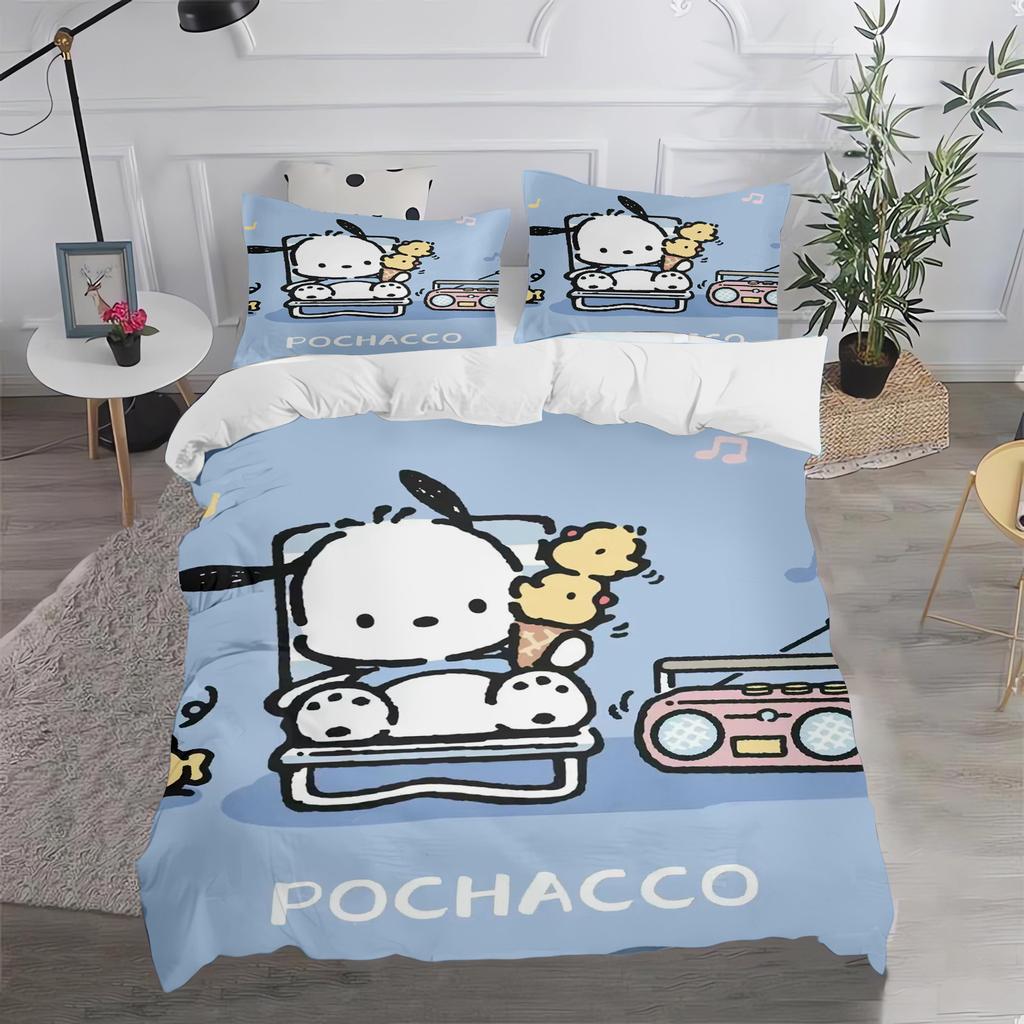 Pochacco Sanrio Quilt Cover Cartoon Puppy Anime Duvet Printed Comforter 100% Polyester Bedding Twin Size Children Gift