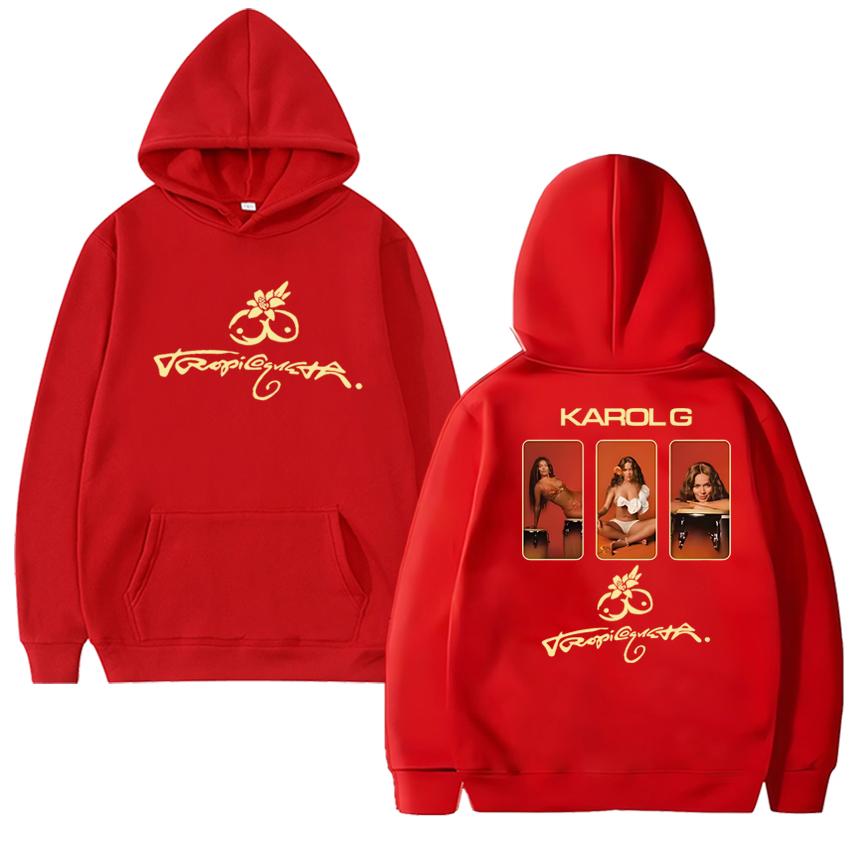 Singer KAROL G Tropicoqueta Album Double Sided Printed Hoodies Autumn Winter Men Women Fashion Pullover Unisex Fleece Sweatshirt