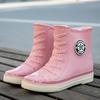 Fashion short tube women's waterproof shoes rain shoes student trend rubber shoes velvet warm non-slip rain boots women