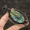 Blue Labradorite, Moonstone Copper Wire Wrap Jewelry Pendant 3.78" p0u07