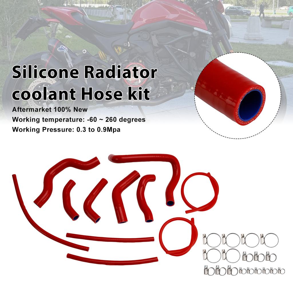 Silikon Kühlerschlauch Passend für Ducati Monster 937 2021-2025 Rot