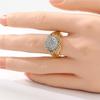 Fashion Design Women's Golden Plated Ring with Sparkling Synthetic Zirconia Claws Setting Luxury Elegant Wedding Jewelry Crafts
