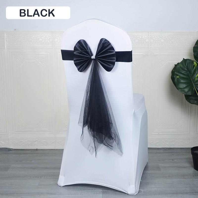 30/20/10PCS Chair Sashes Stretch Spandex Chair Bow Knot Bands With Butterfly Organza Ribbon Wedding Banquet Fair Meeting Decor