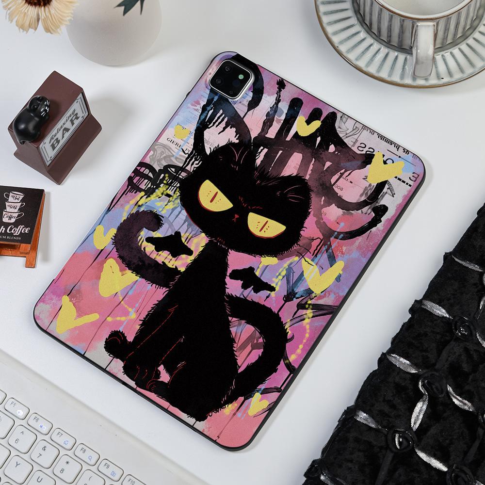Suitable for Dark Cat Apple iPad 11-inch Protective Case Xiaomi Pad 6 Soft Case Samsung Tab S7 Light and Thin