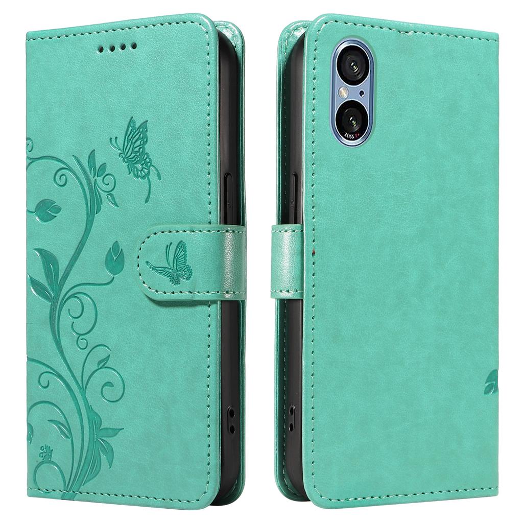 For Sony Xperia 10 VI PU Leather Cases Flower Pattern Wallet Stand Phone Cover with Strap