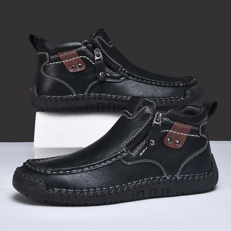 Casual Sneaker Loafers Casual Shoes High Boots Leather Winter Sport for Men Soft and Comfortable Non-slip Cotton-padded shoes