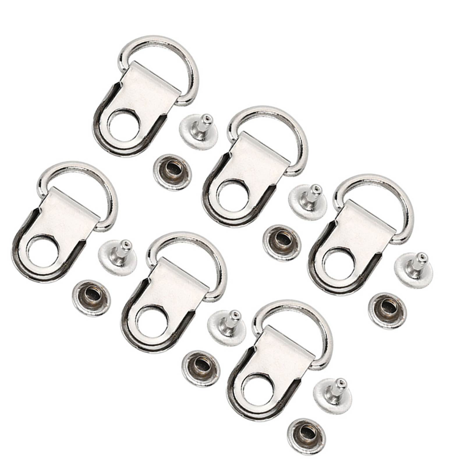 

100 Sets Shoelace Hook DRing Eyelet Buckle Brass Shoe Leather Bag DIY Rivet Tool Silver 9x14mm
