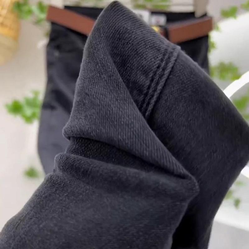 

2025 Autumn/Winter Women s Fleece-Lined Skinny Black-Grey Denim Jeans: Slimming, Elastic, Pencil Fit. 25 (recommended 70-85 jin)